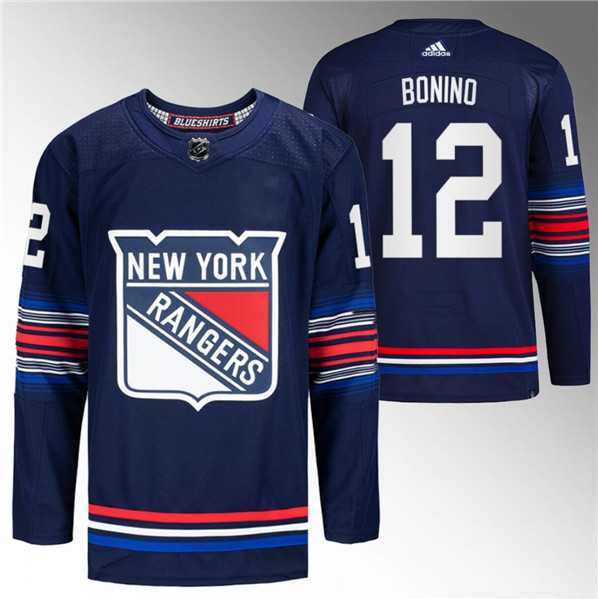 Men%27s New York Rangers #12 Nick Bonino Navy Stitched Jersey Dzhi->new york rangers->NHL Jersey